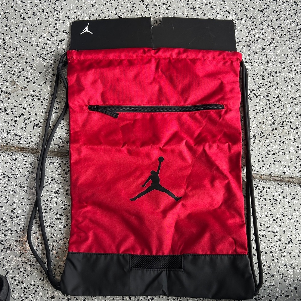 Jordan Red and Black Drawstring Backpack